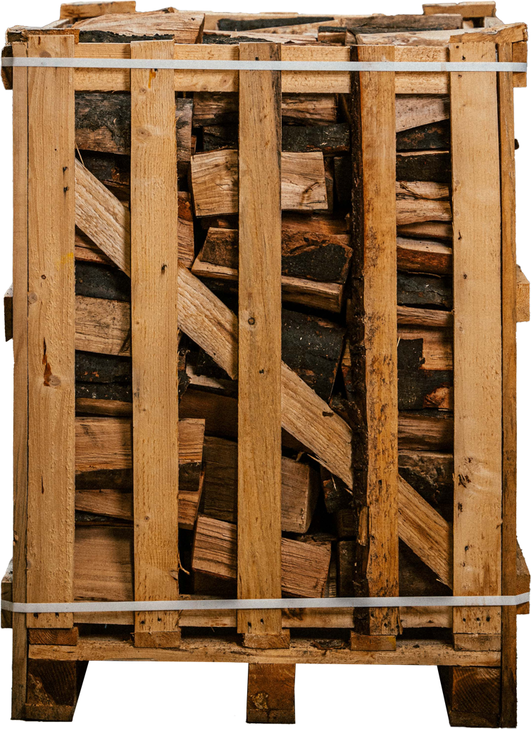 Brennholzpalette von der Stirnseite - Holzflix -Der Brennholz Shop