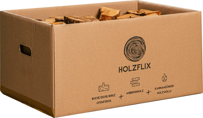 Brennholz Box von Holzflix schräg - Holzflix -Der Brennholz Shop