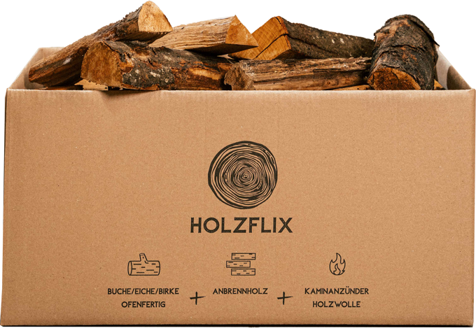 Brennholz Box von Holzflix frontal - Holzflix -Der Brennholz Shop